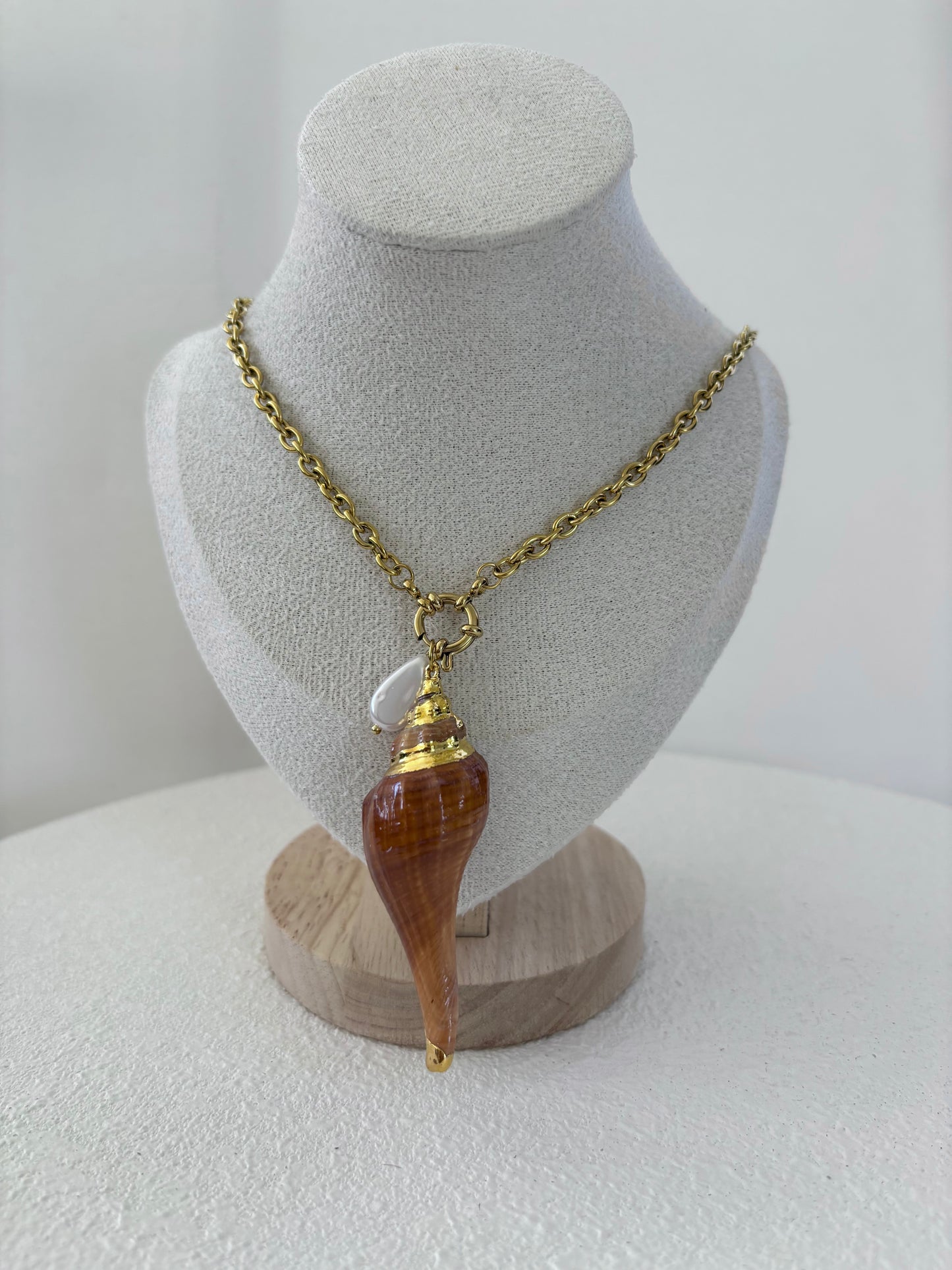 š Shella ā Collar Caracol en Acero Inoxidable 304 BaƱo en Oro 18K