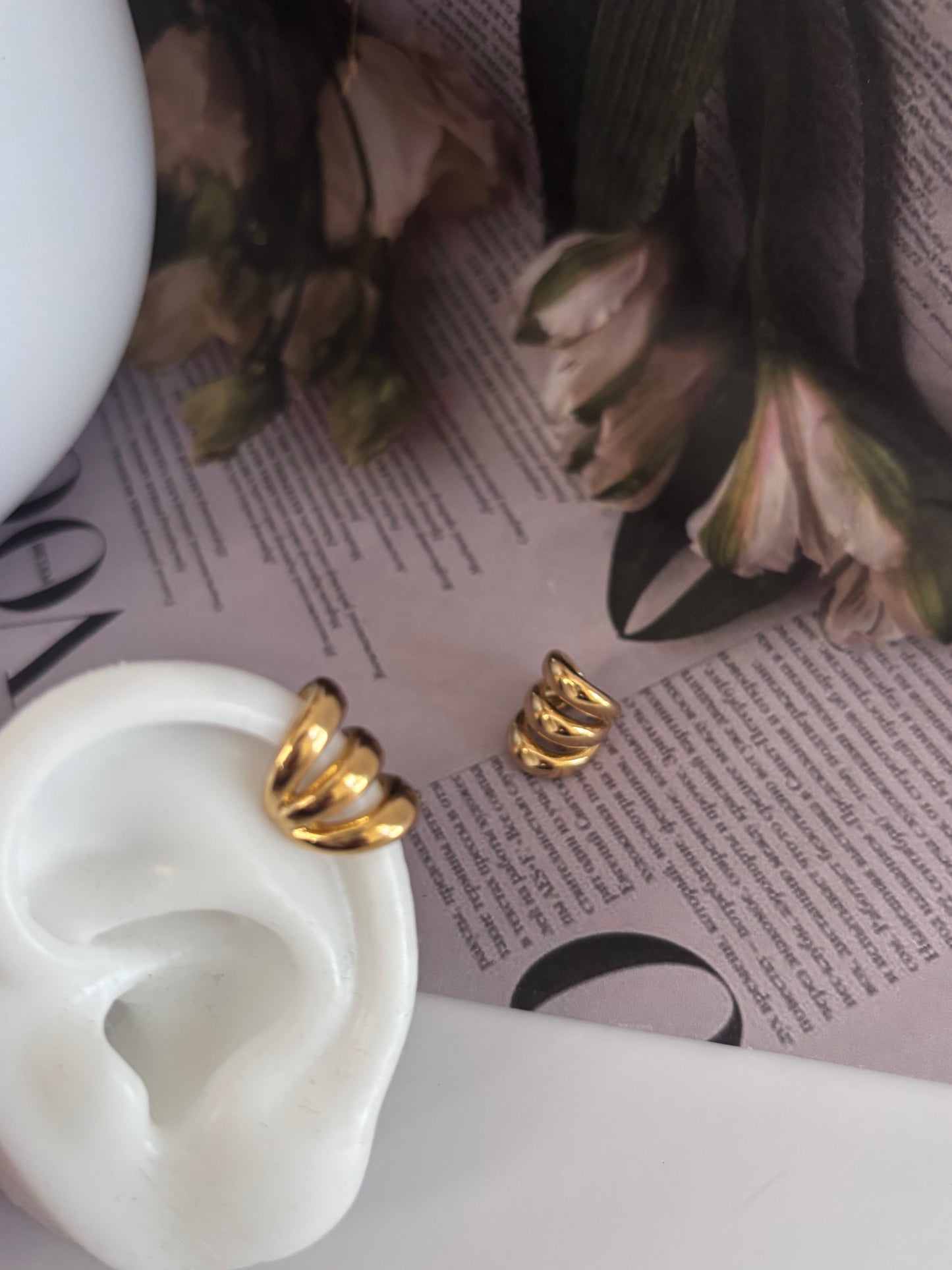 Ear Cuffs “Spiral Gold” — Acero Inoxidable 18K