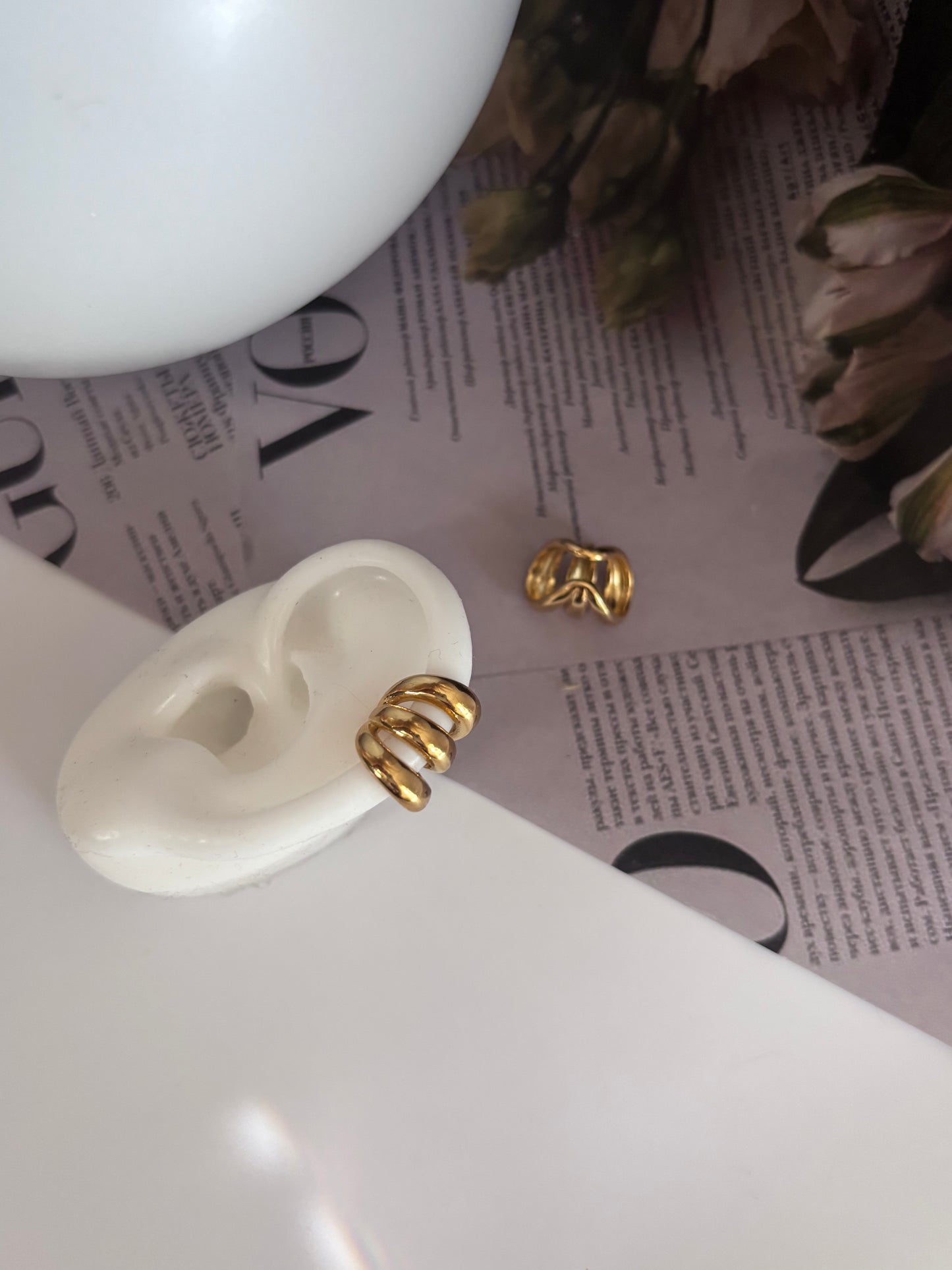 Ear Cuffs “Spiral Gold” — Acero Inoxidable 18K