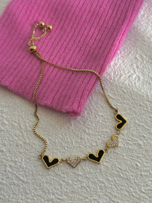 Noir Love – Pulsera / Acero Inoxidable 316 / Baño en Oro 18K